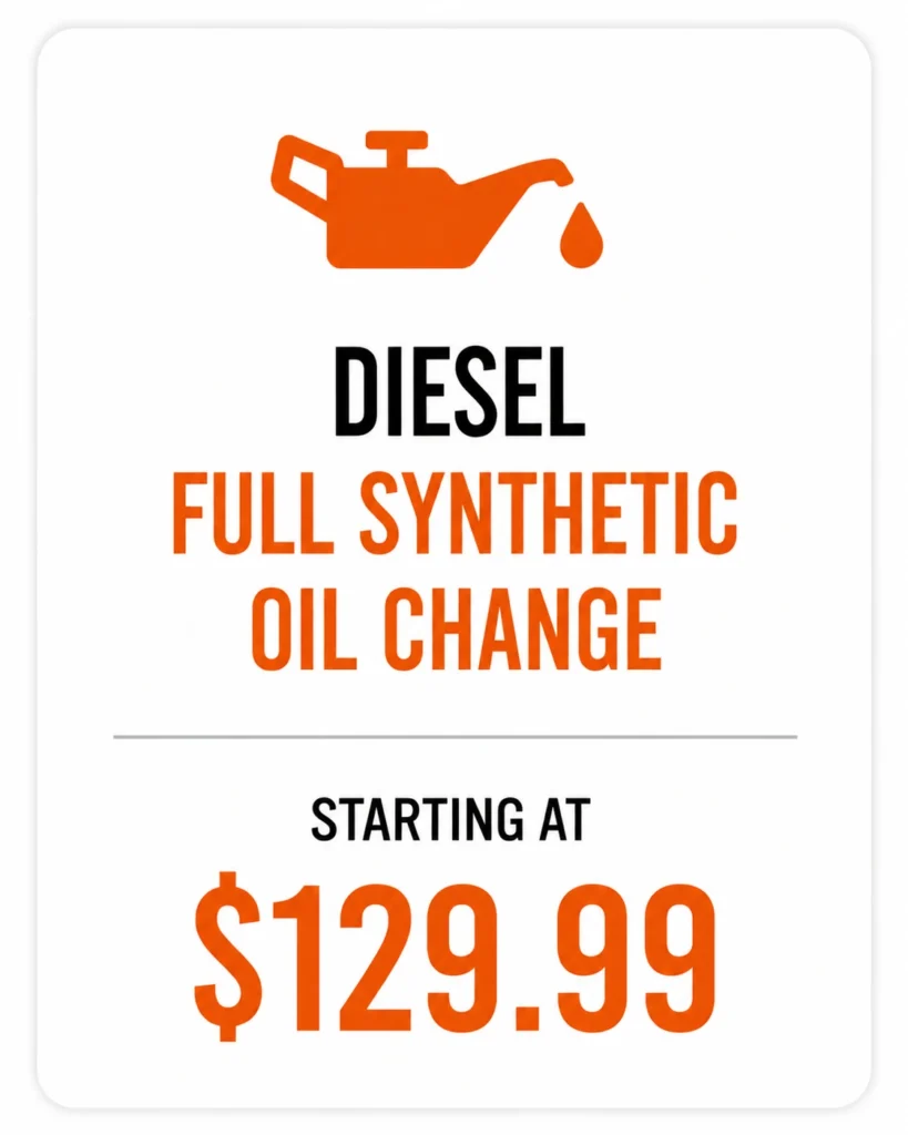 Diesel full synthetic oil change