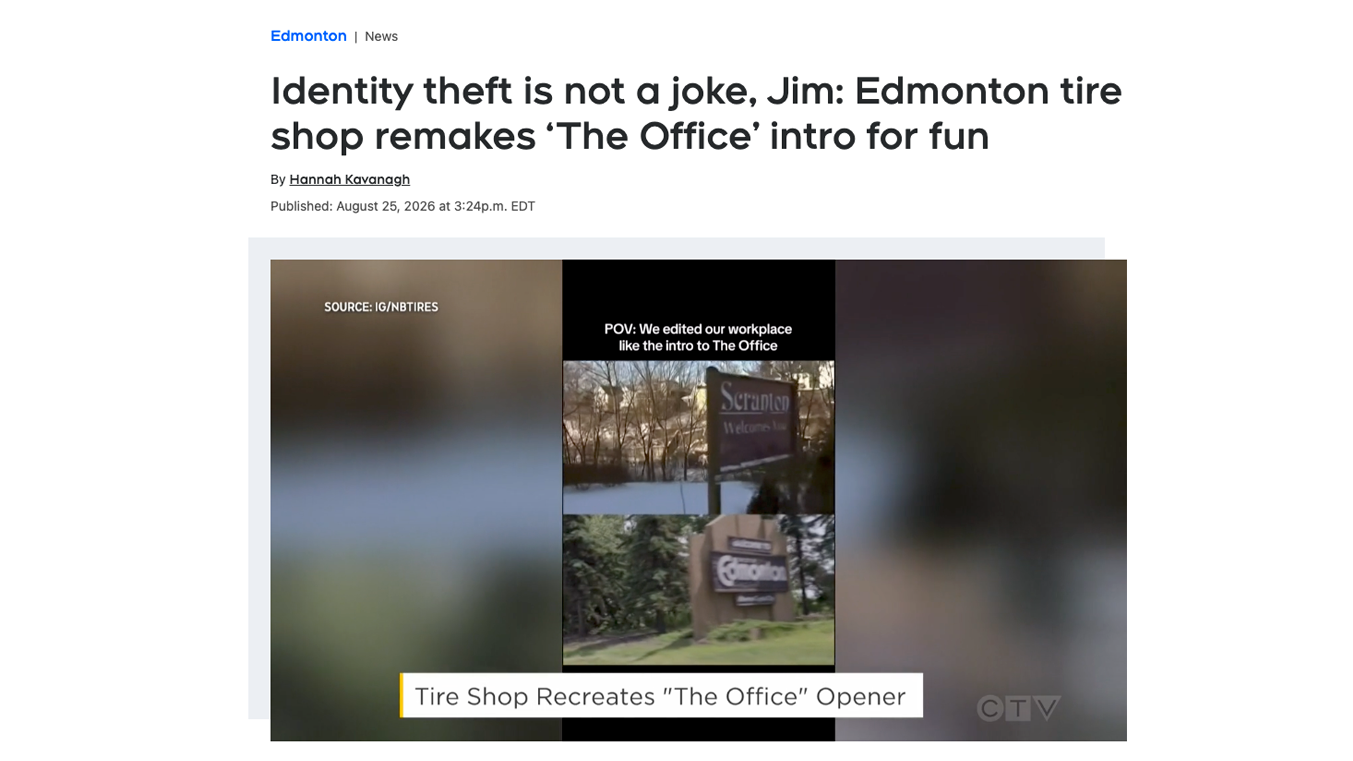 Edmonton Tire Shop Remakes The Office Intro For Fun