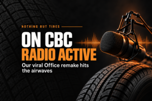 Nothing But Tires on CBC Radio Active, featuring a microphone and tires.